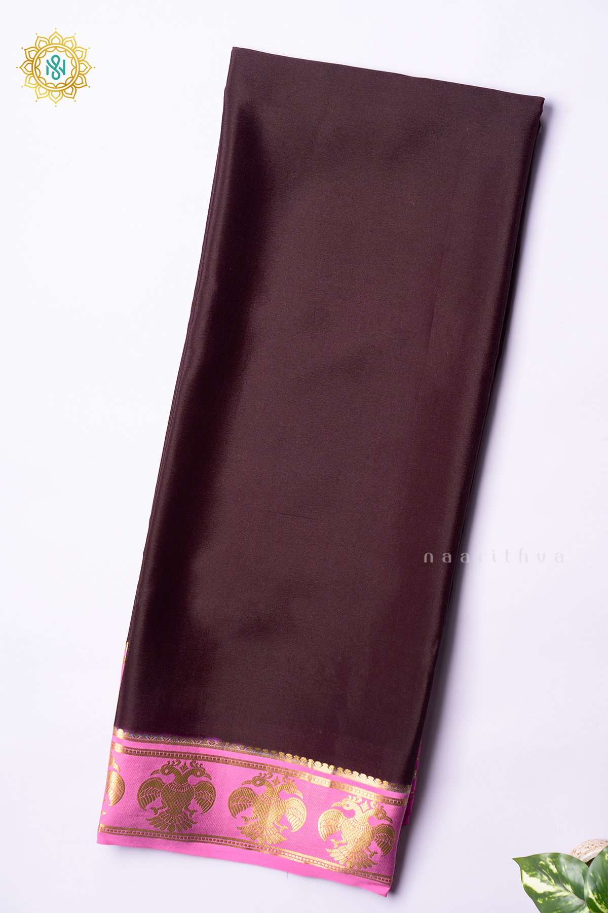 DEEP WINE WITH LIGHT PINK - PURE MYSORE CREPE SILK