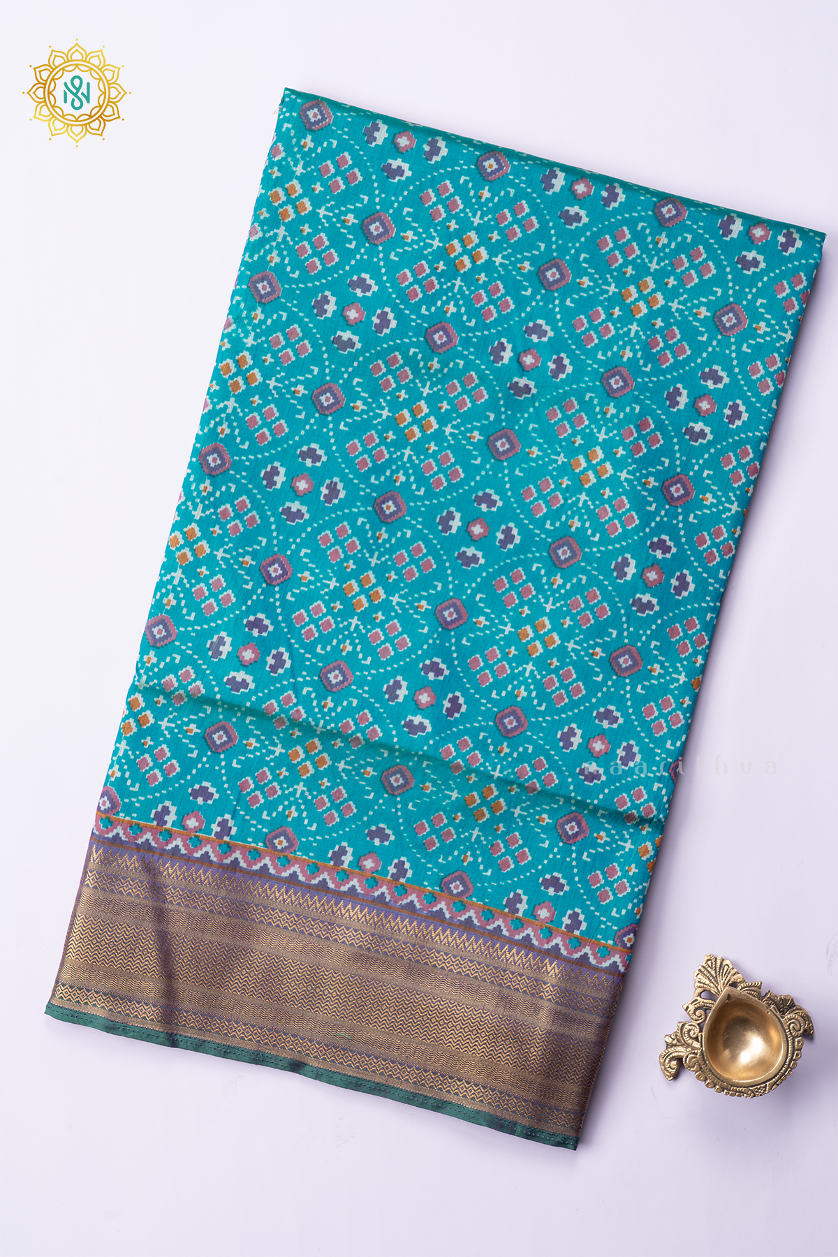 SKY BLUE WITH PURPLE  - SEMI PATOLA SILK