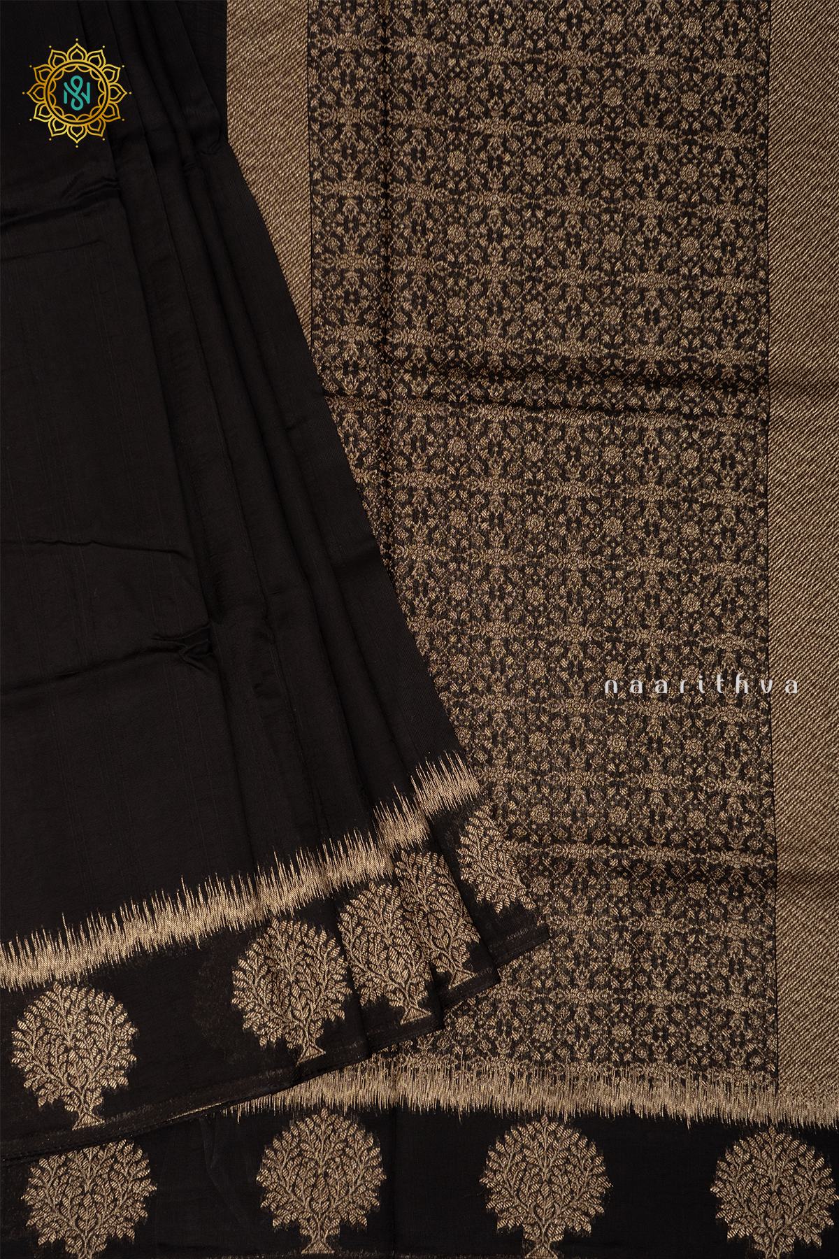 BLACK - SEMI TUSSAR SILK