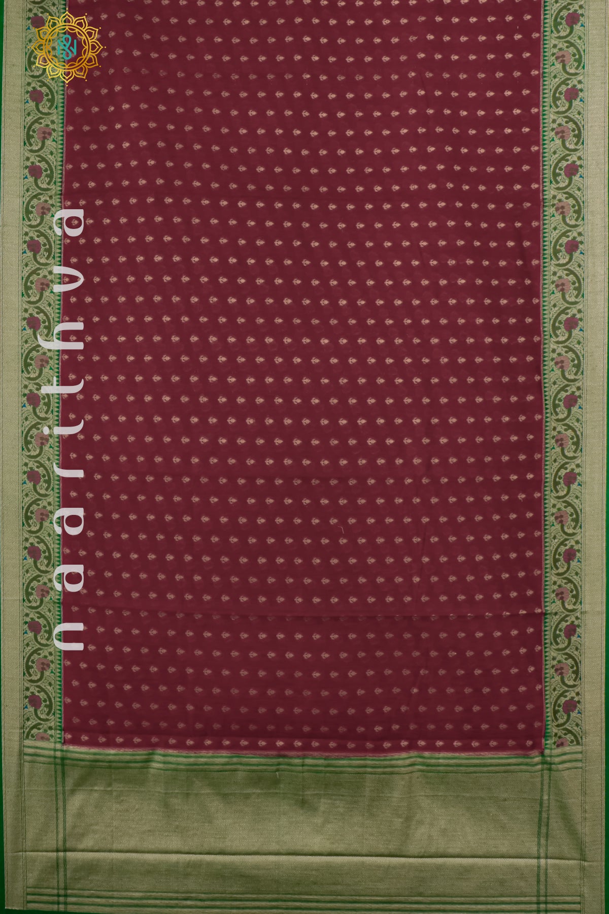 MAROON WITH GREEN - JUTE COTTON