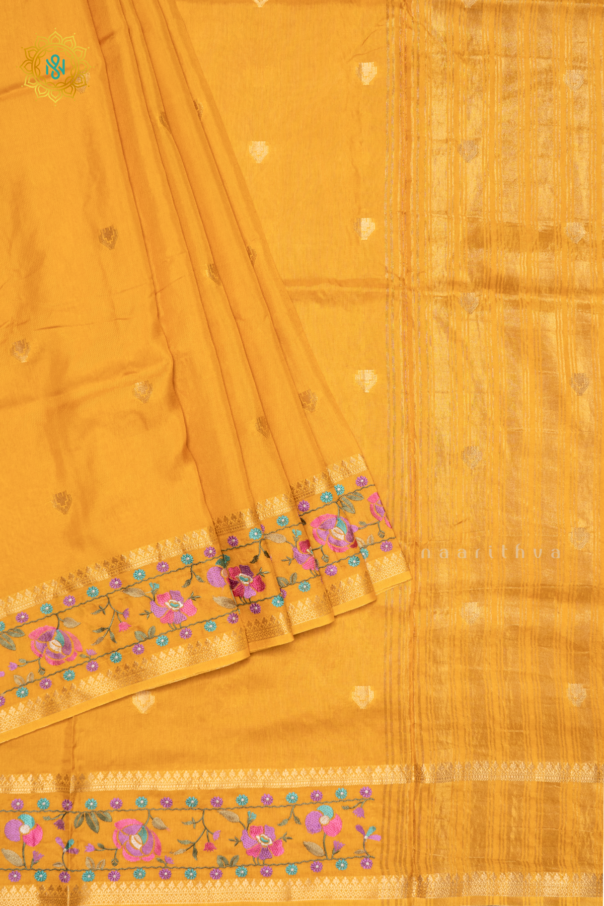YELLOW - SEMI CREPE SILK WITH EMBROIDERY