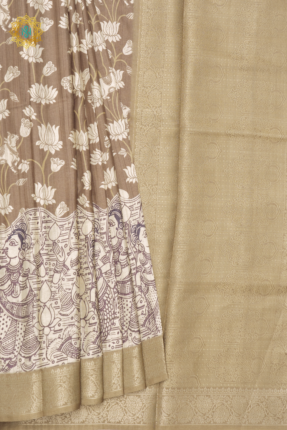OLIVE GREEN WITH OFF WHITE - KOTHA TUSSAR SILK