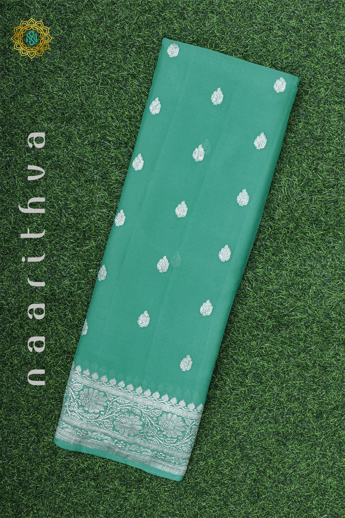 AQUA GREEN - PURE BANARASI CHIFFON