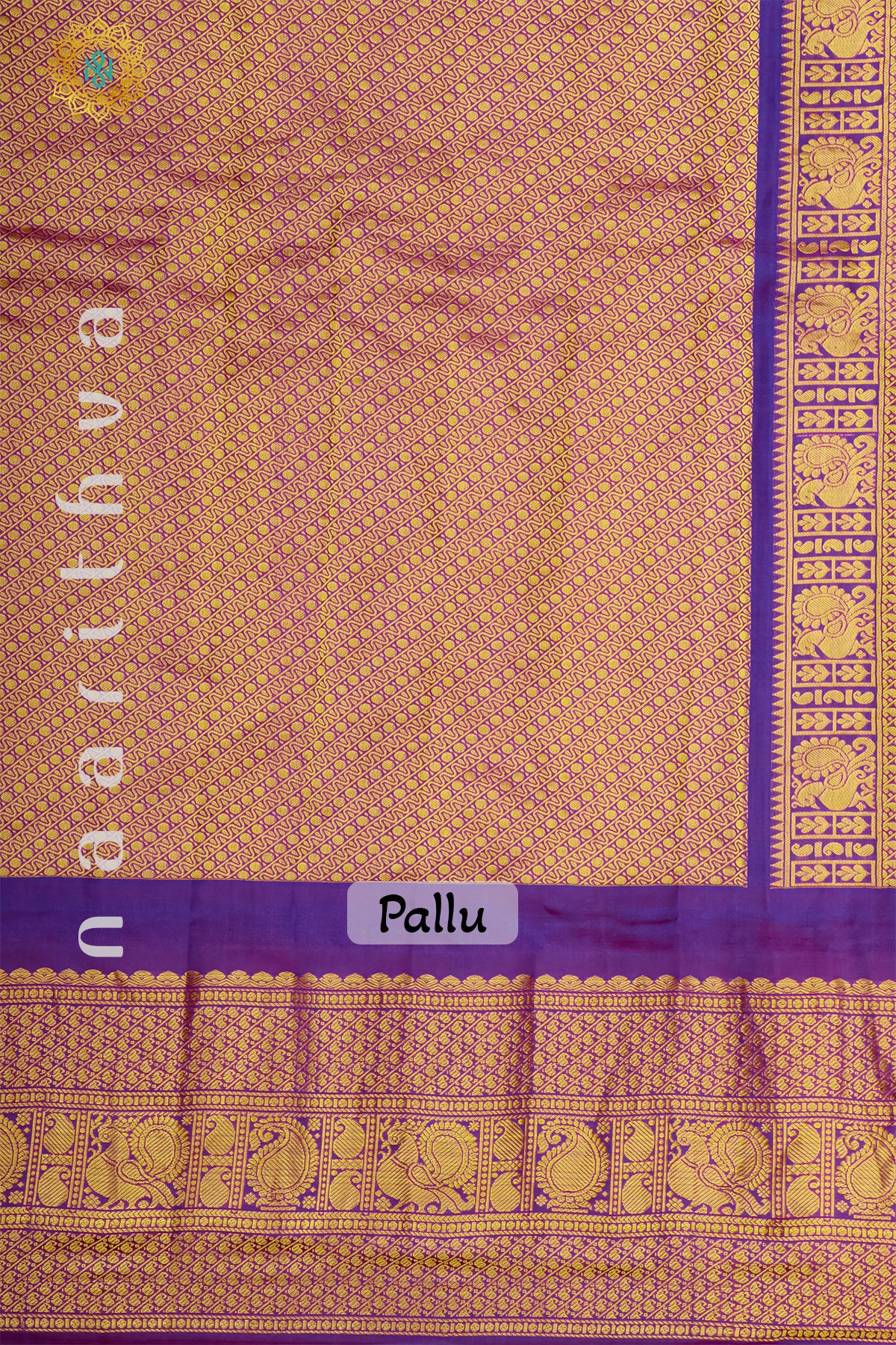 AQUA BLUE WITH PURPLE - PURE GADWAL SILK