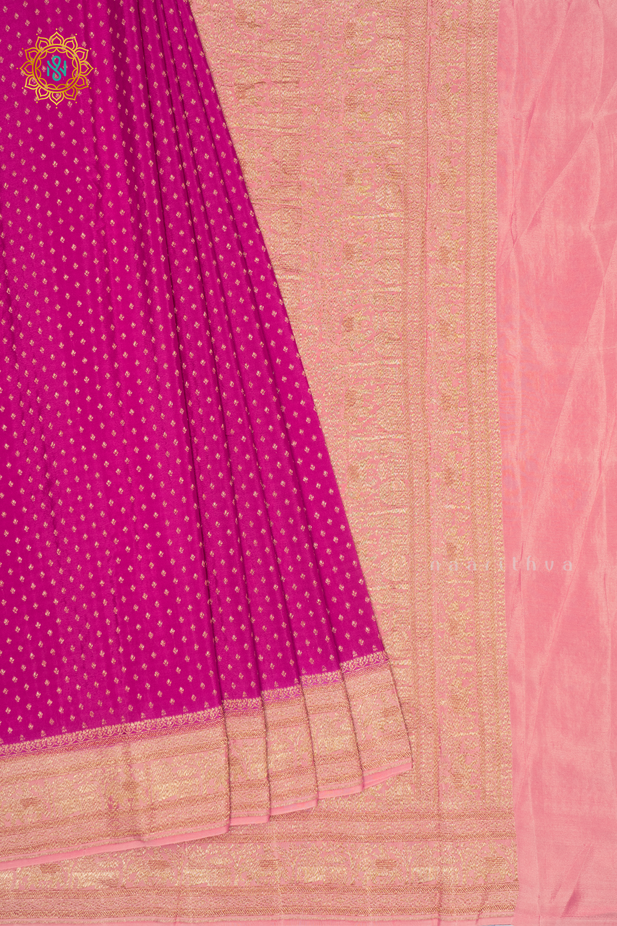 RANI PINK WITH LIGHT PINK - PURE BANRASI CREPE SILK