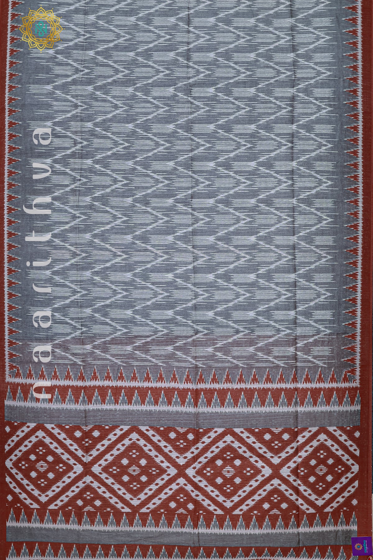 GREY WITH MAROON - JUTE COTTON