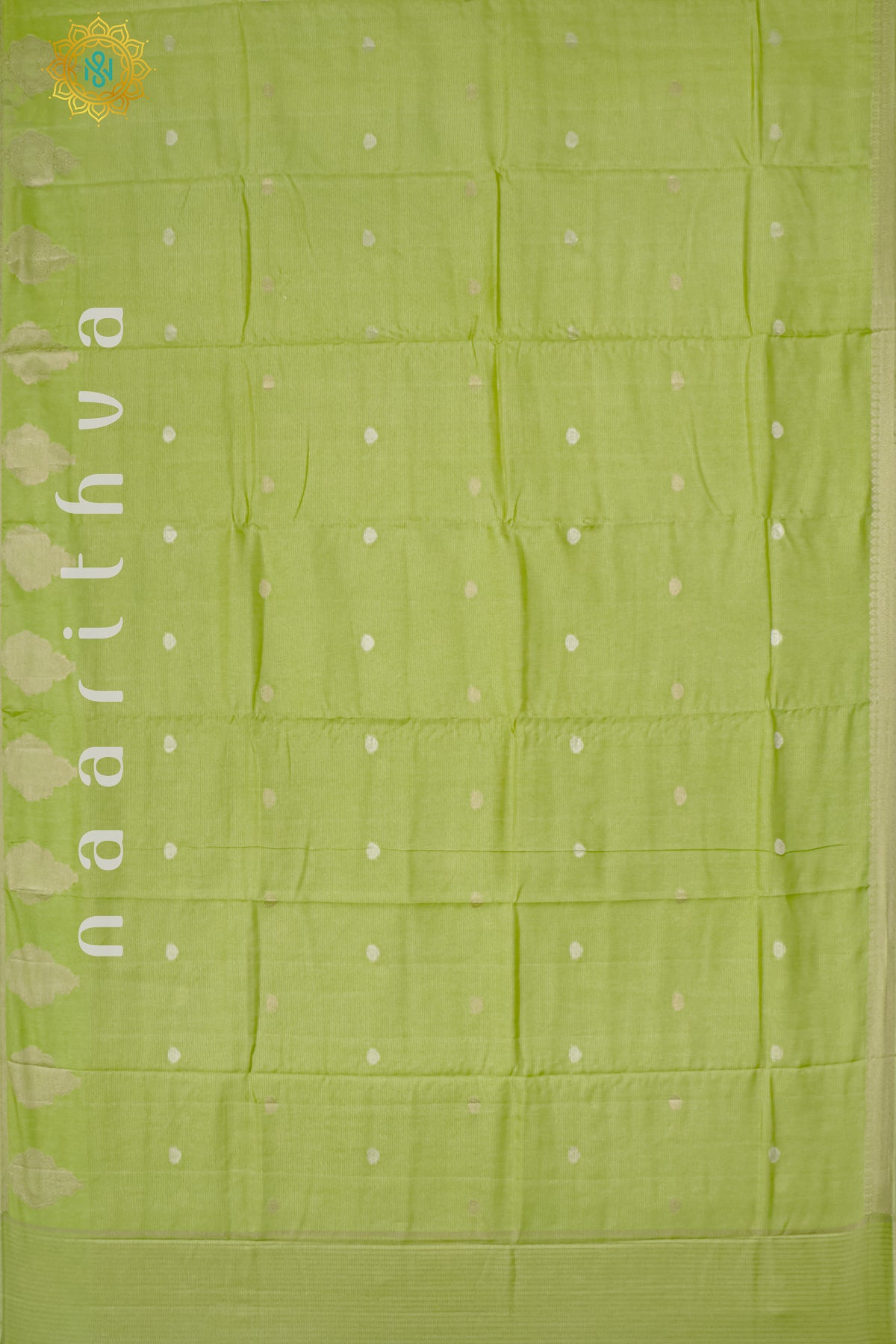 LIGHT GREEN WITH BOTTLE GREEN - SEMI CREPE SILK