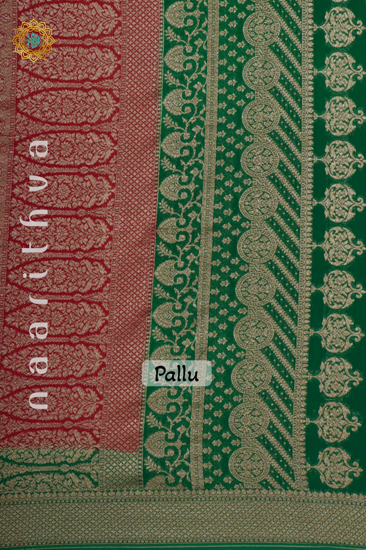 BEIGE WITH RED, ORANGE & GREEN - PURE BANARASI KHADDI GEORGETTE