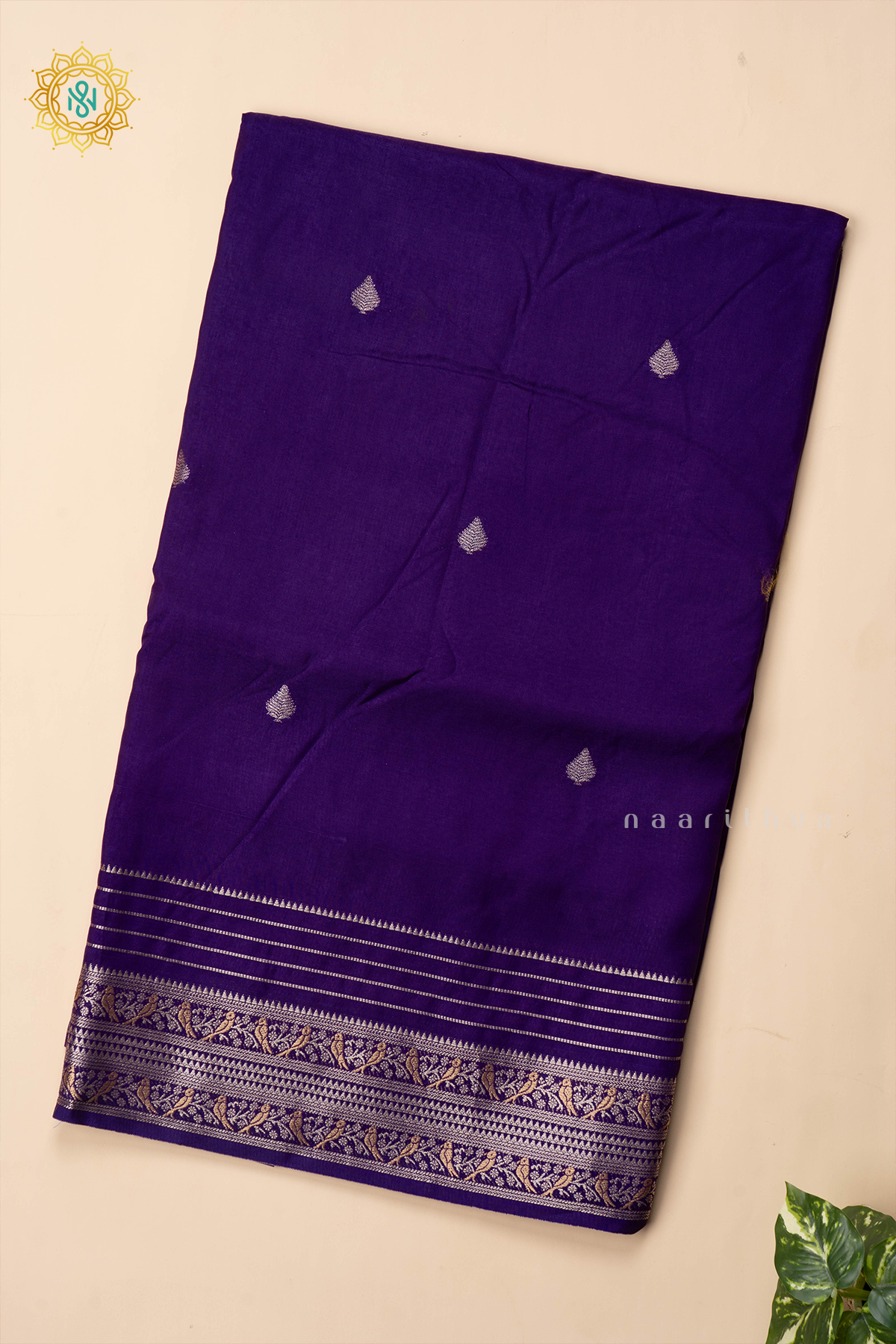 PURPLE WITH YELLOW - SEMI CREPE SILK