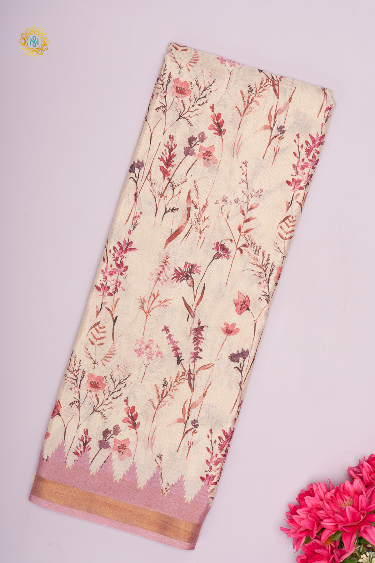 OFF WHITE WITH PINK - SOFT TUSSAR