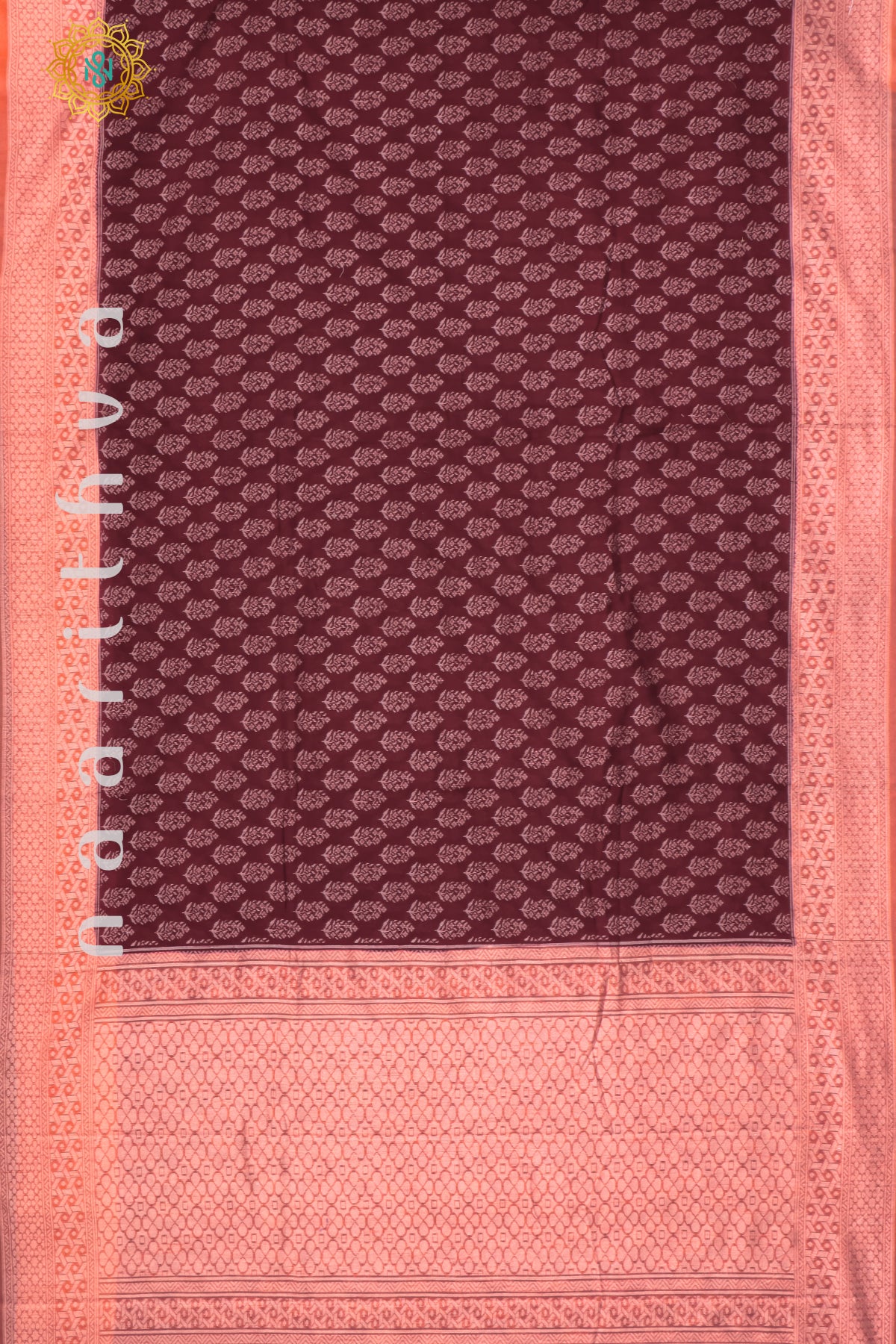 MAROON WITH PEACHISH ORANGE - JUTE COTTON