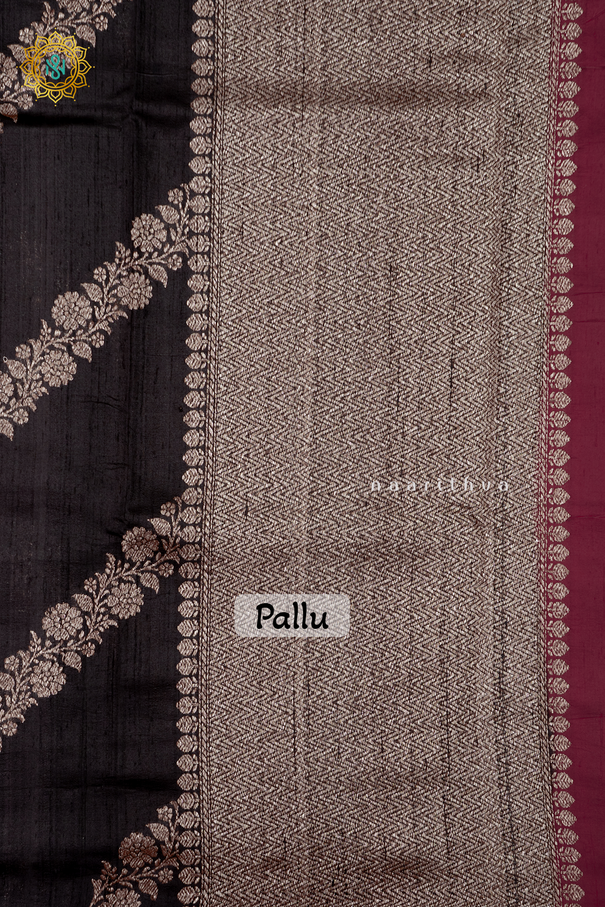 BLACk WITH MAROON - PURE BANARASI RAW SILK