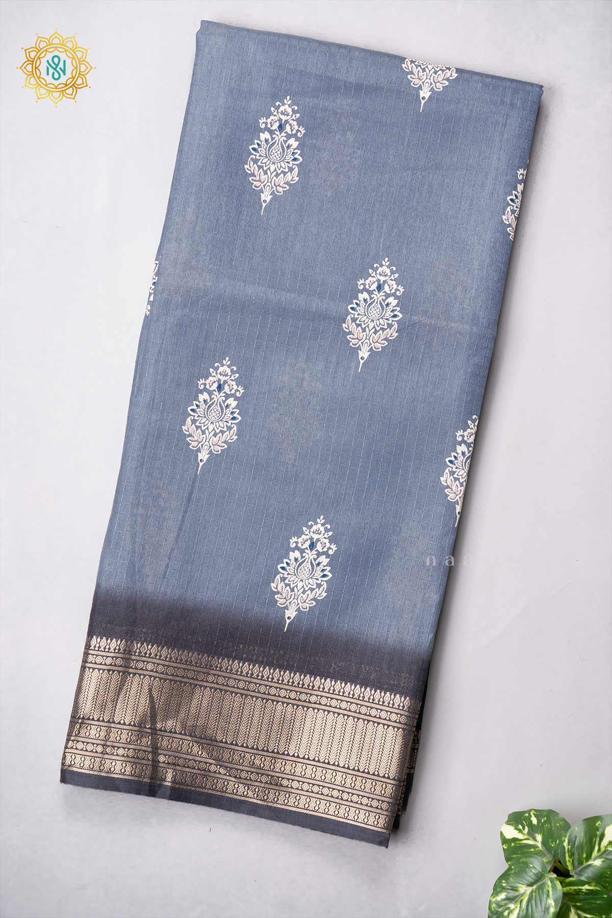 AQUA BLUE WITH BLACK - DOLA SILK