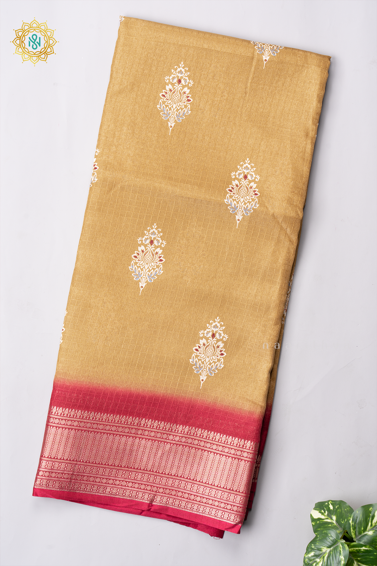 MUSTARD WITH MAROON - DOLA SILK