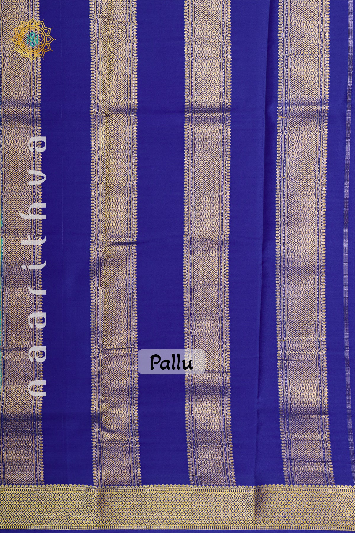 AQUA BLUE WITH BLUE - PURE MYSORE CREPE SILK