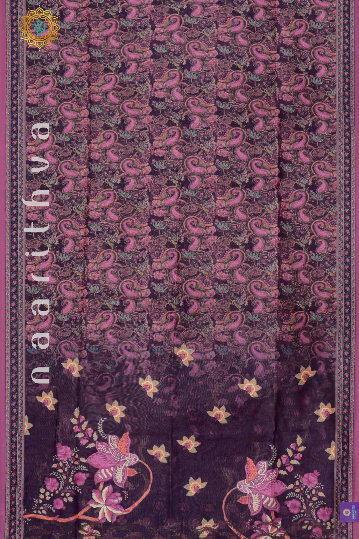 PINK WITH DEEP WINE - CHANDERI SILK COTTON