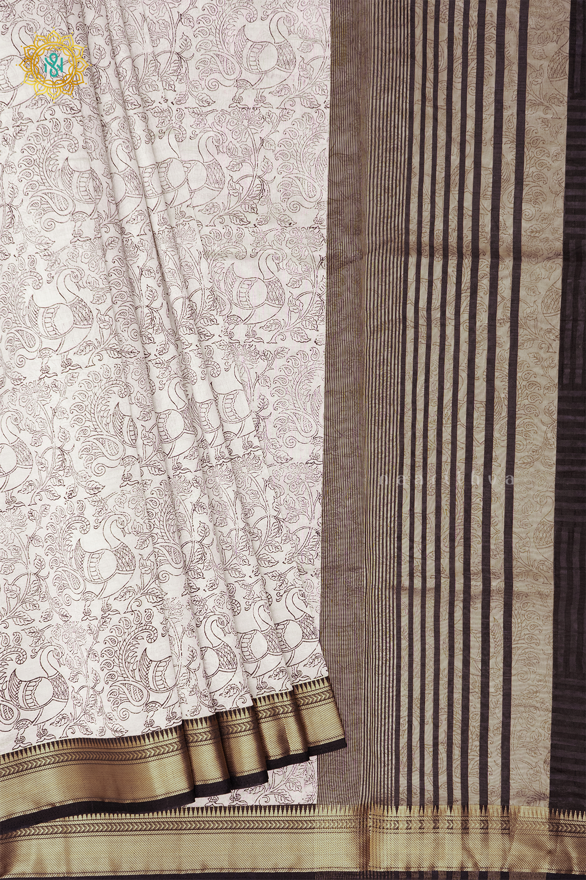 WHITE WITH BLACK - CHANDERI SILK COTTON