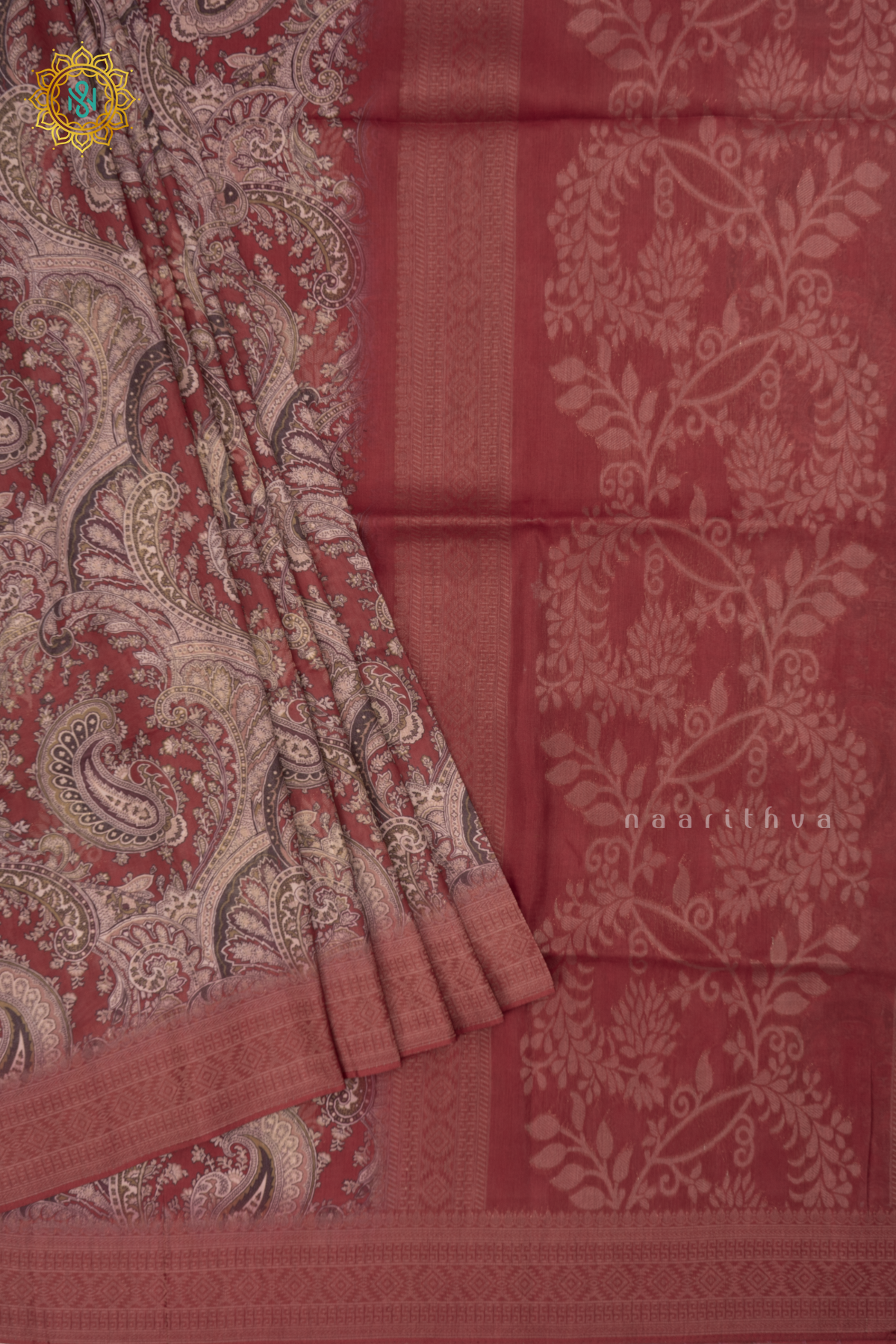 Red Semi Crepe Silk Saree with Printed Body, Zari Border, and Zari Pallu