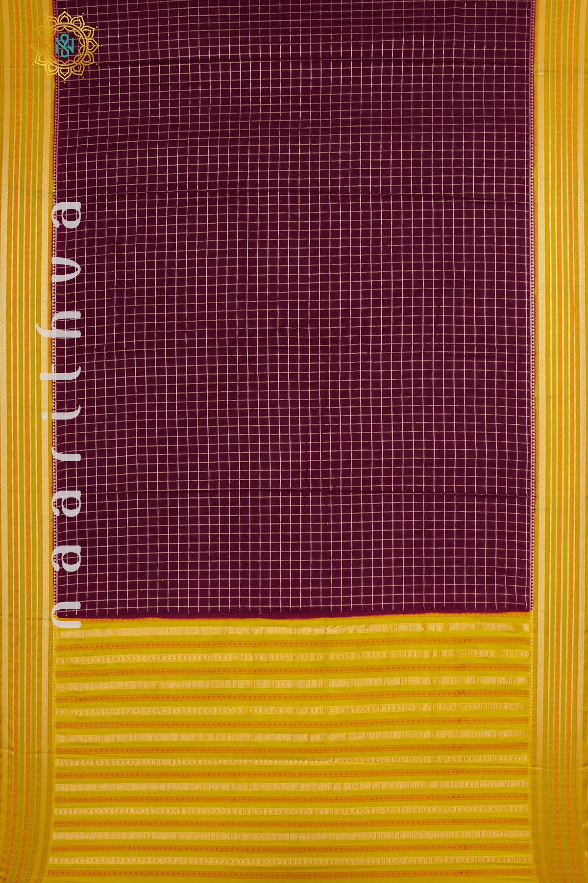 MAROON WITH YELLOW - SEMI MYSORE CREPE SILK