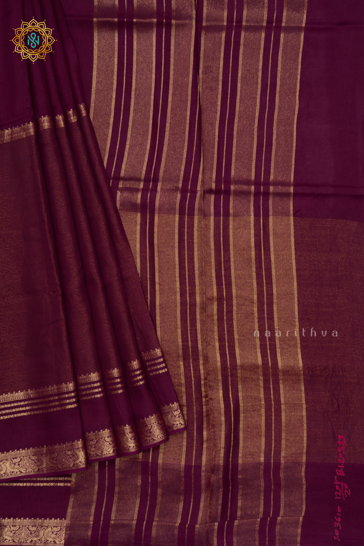 WINE WITH AQUA BLUE - SEMI CREPE SILK