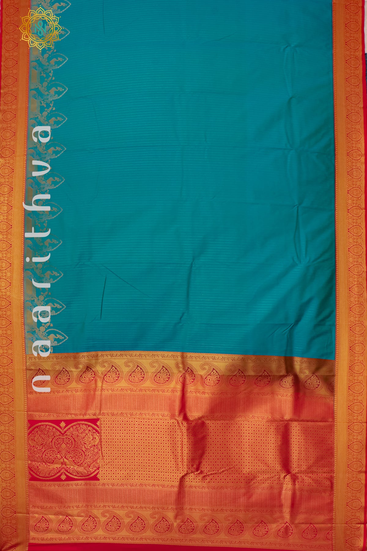 SKY BLUE WITH RED - SEMI KANCHI