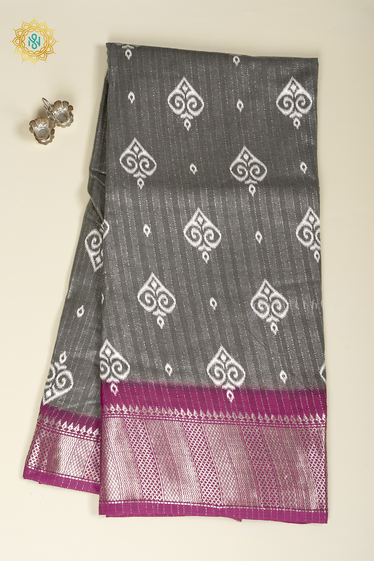 GREY WITH MAROON - DOLA SILK