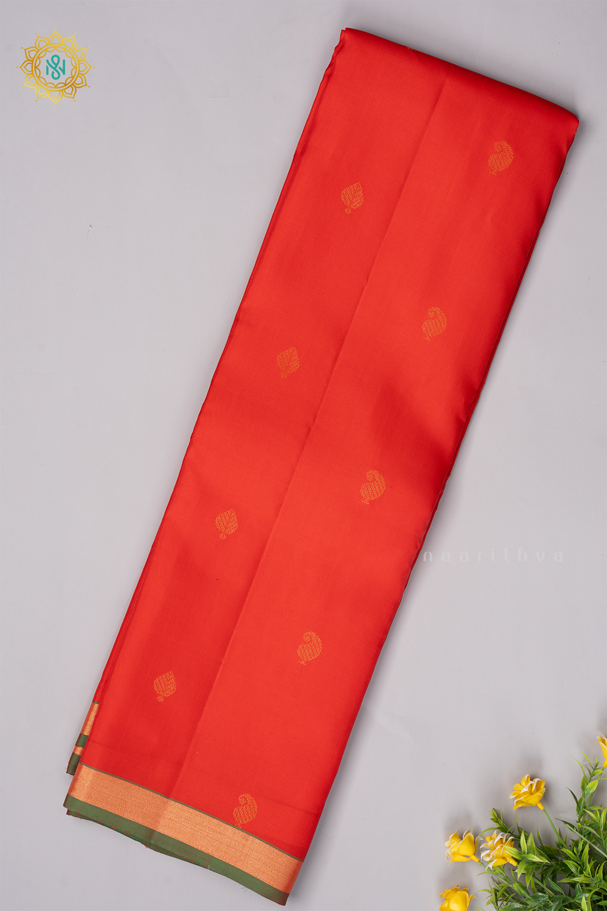 RED WITH GREEN - KANJIVARAM PURE MIX
