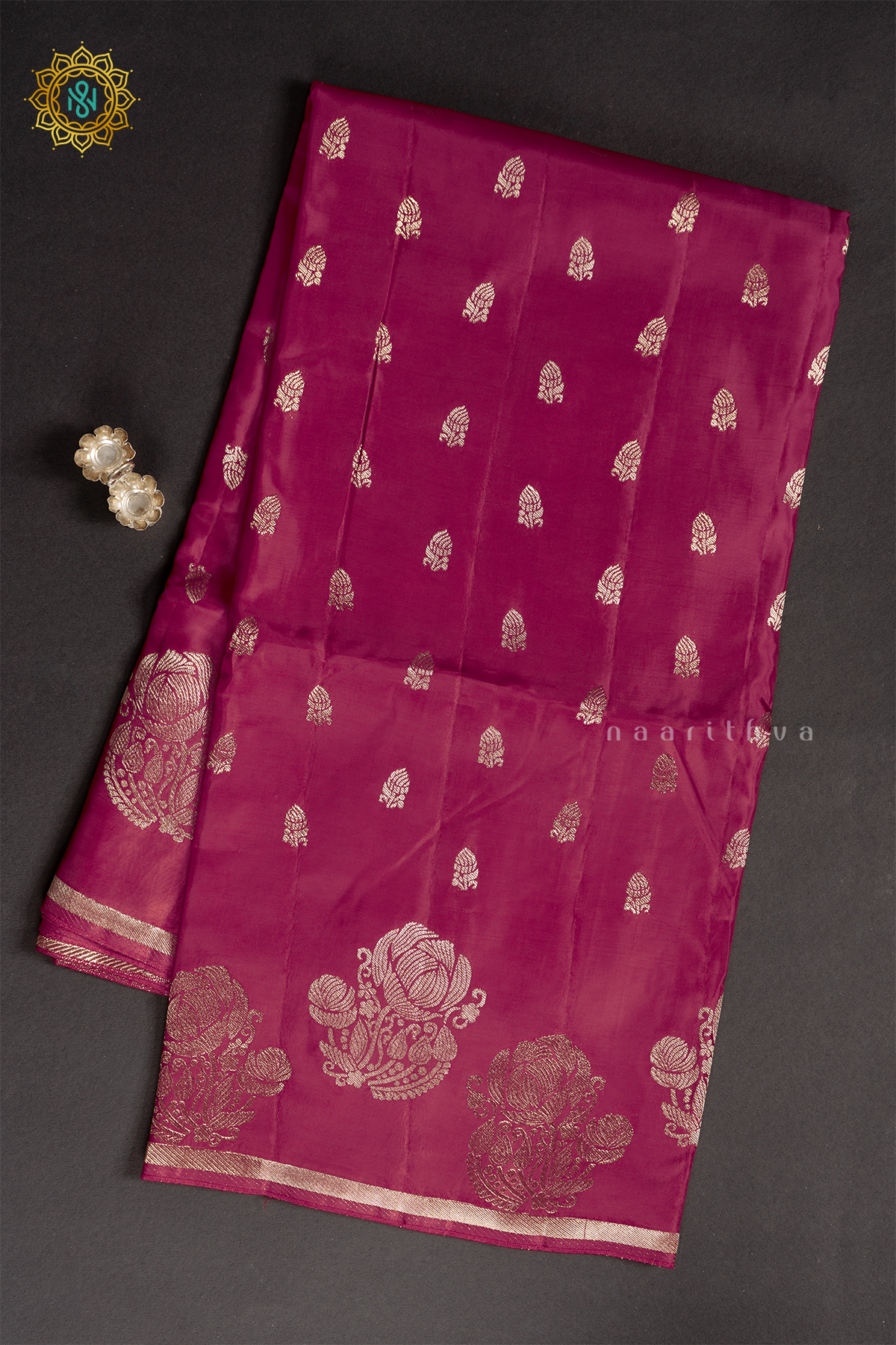 RANI PINK WITH BLUE - SATIN CREPE