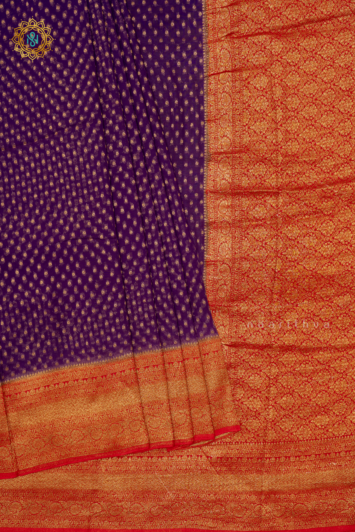 PURPLE WITH RED - SEMI GEORGETTE