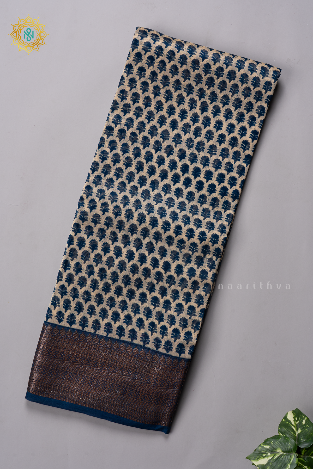 INDIGO WITH RED - CHANDERI SILK COTTON