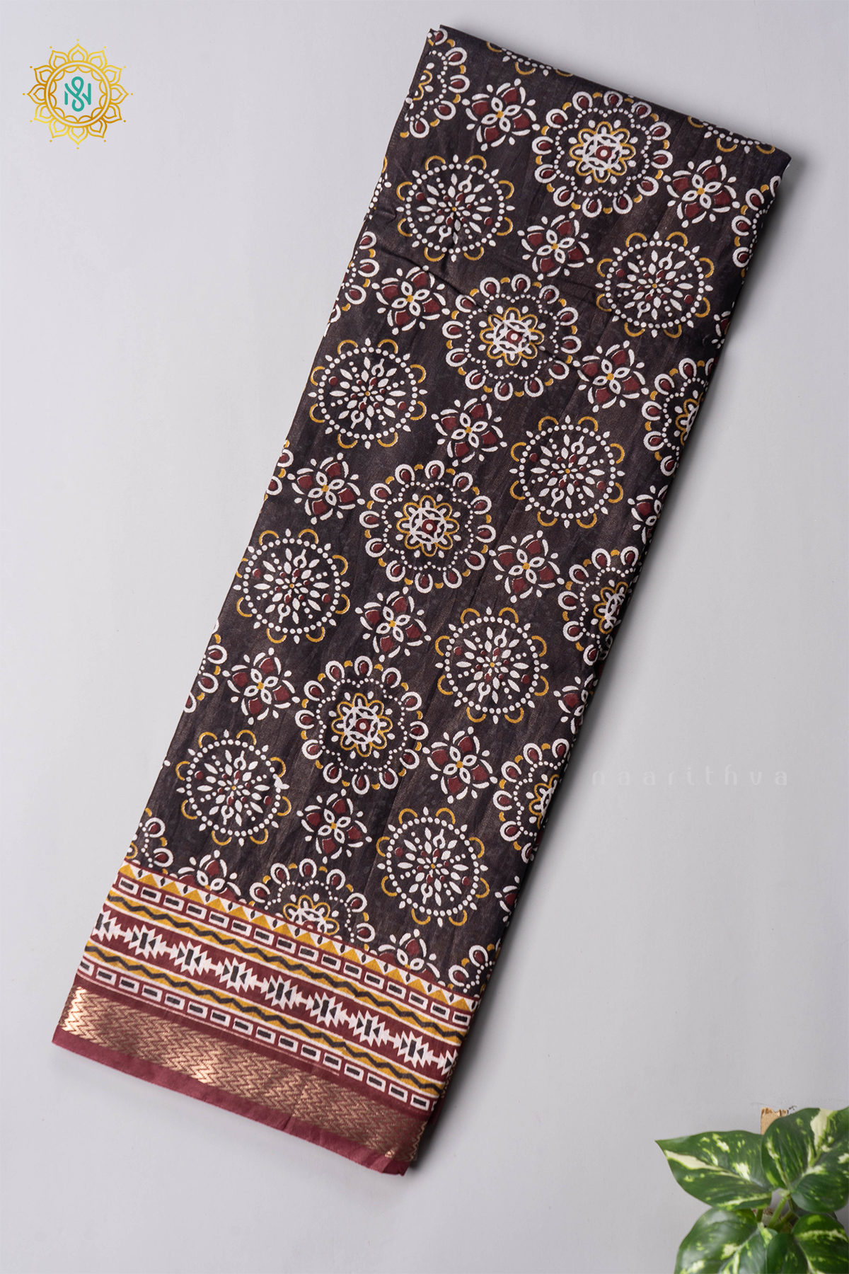 BLACK WITH BROWN - VISCOSE COTTON