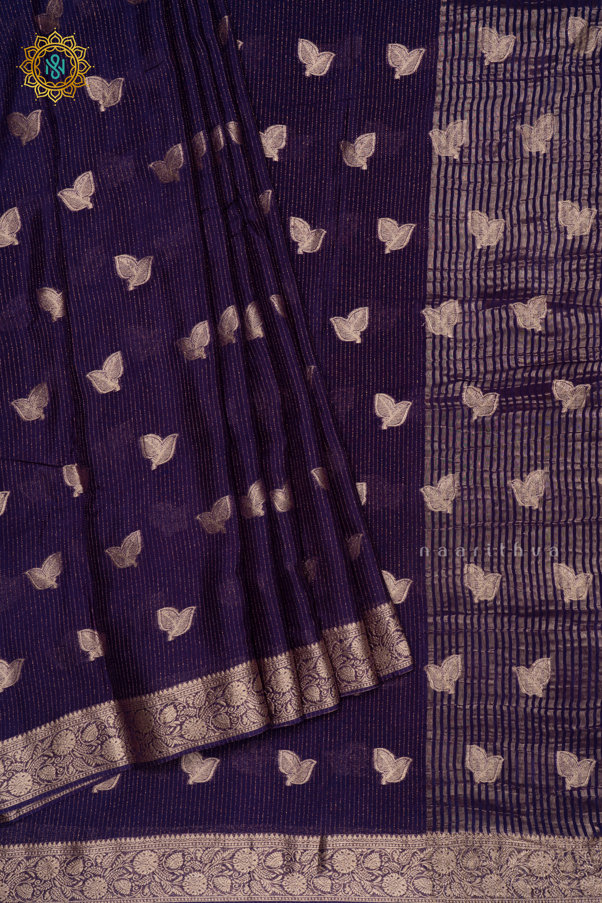 PURPLE WITH YELLOW - SEMI GEORGETTE