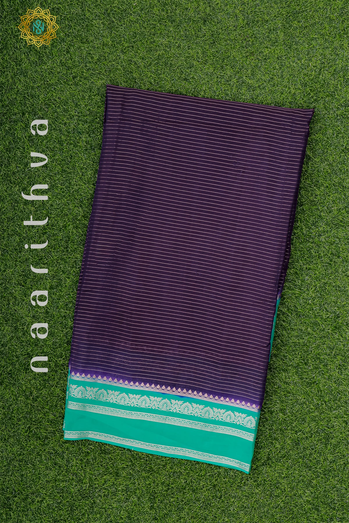 NAVY BLUE WITH AQUA GREEN - DOLA SILK