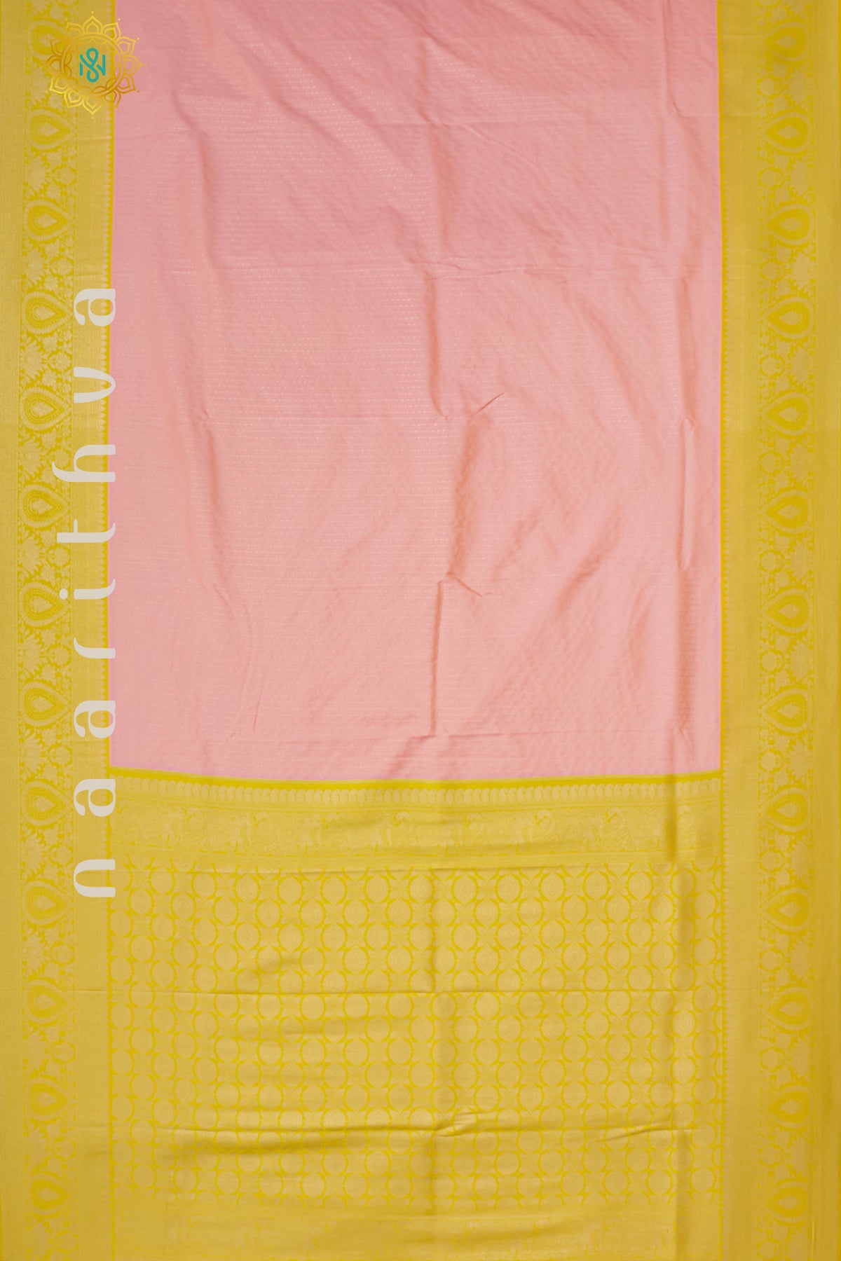 PEACH WITH YELLOW - SEMI SILK