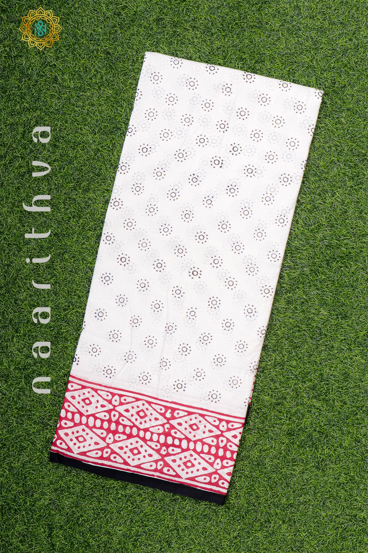 WHITE WITH RED - MUL COTTON