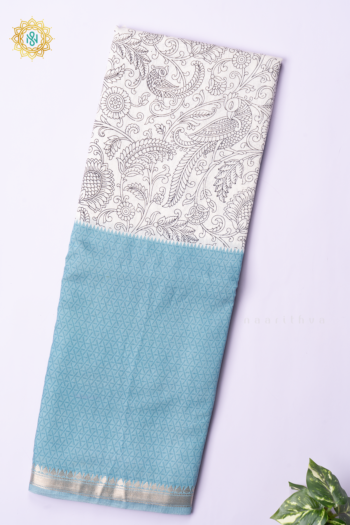 WHITE WITH AQUA BLUE - BUTTER CREPE