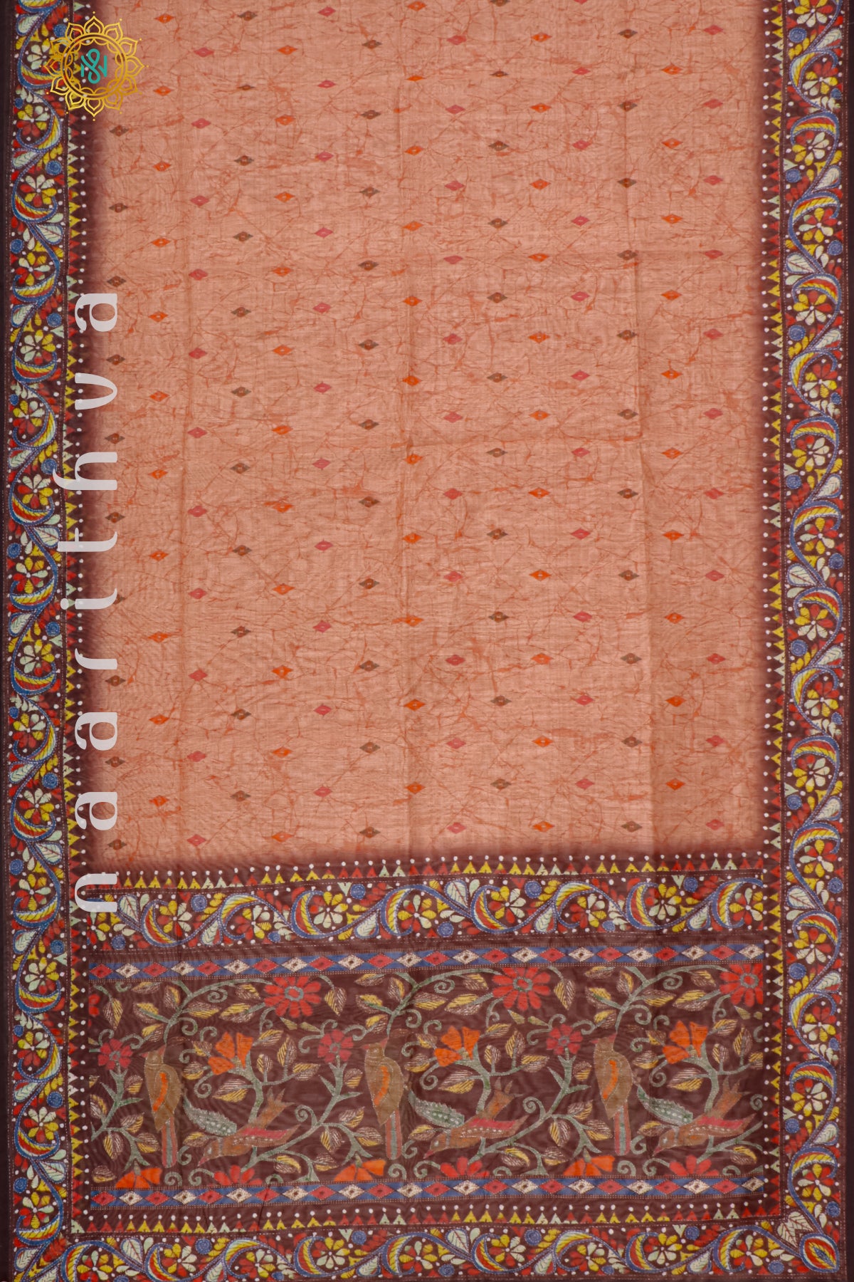 ORANGE WITH BROWN - CHANDERI SILK COTTON