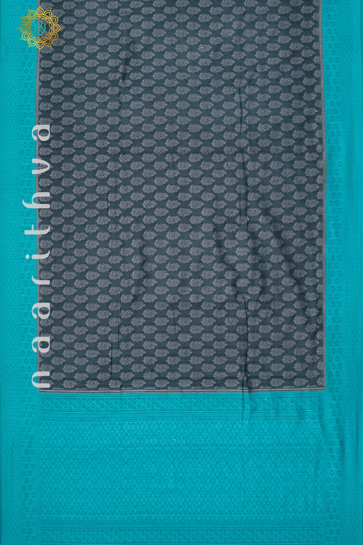 GREY WITH SKY BLUE - JUTE COTTON