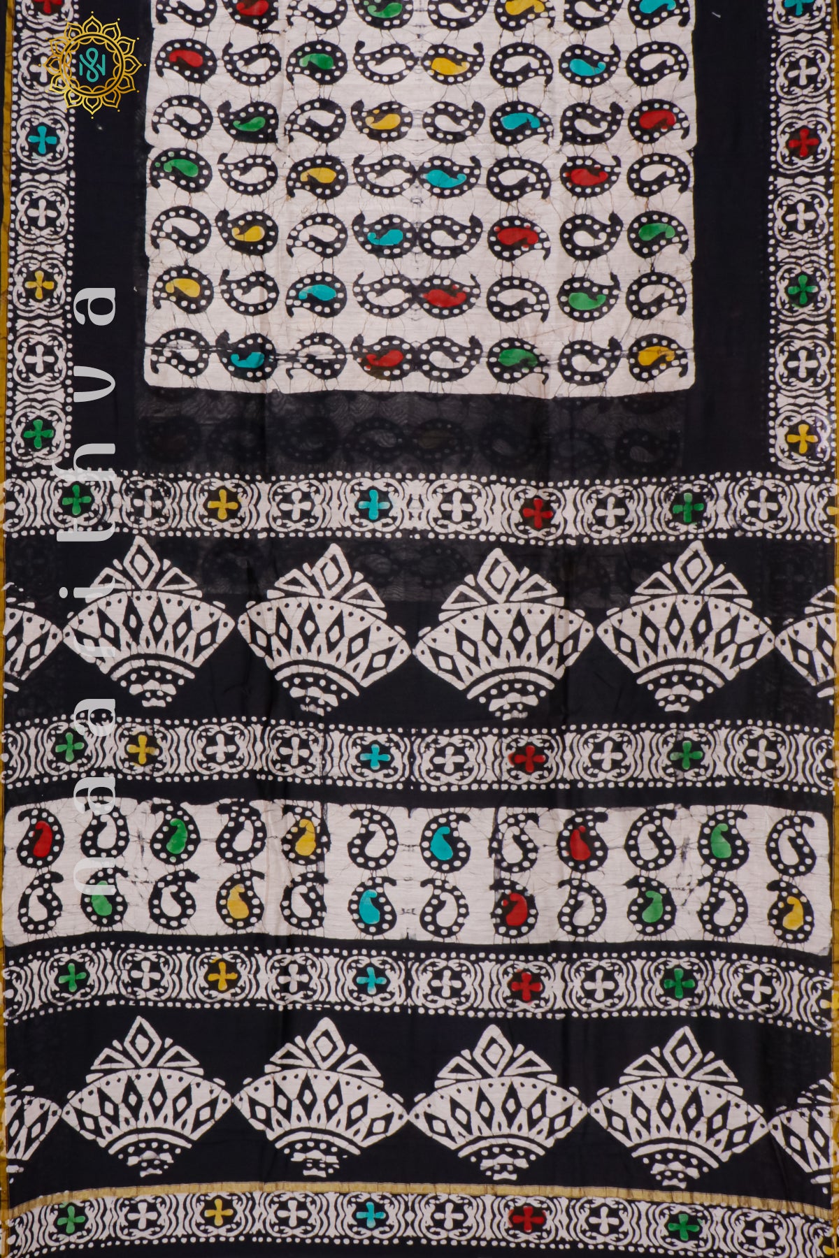 WHITE WITH BLACK - CHANDERI SILK COTTON