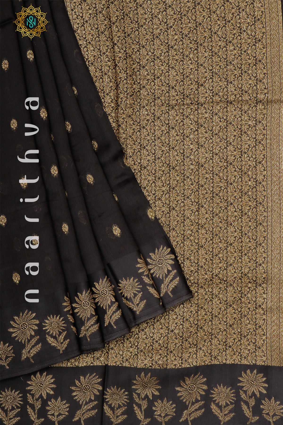 BLACK - SEMI RAW SILK