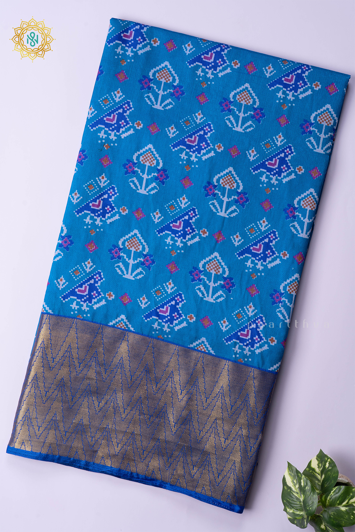 SKY BLUE - SEMI SILK WITH PATOLA PRINTS