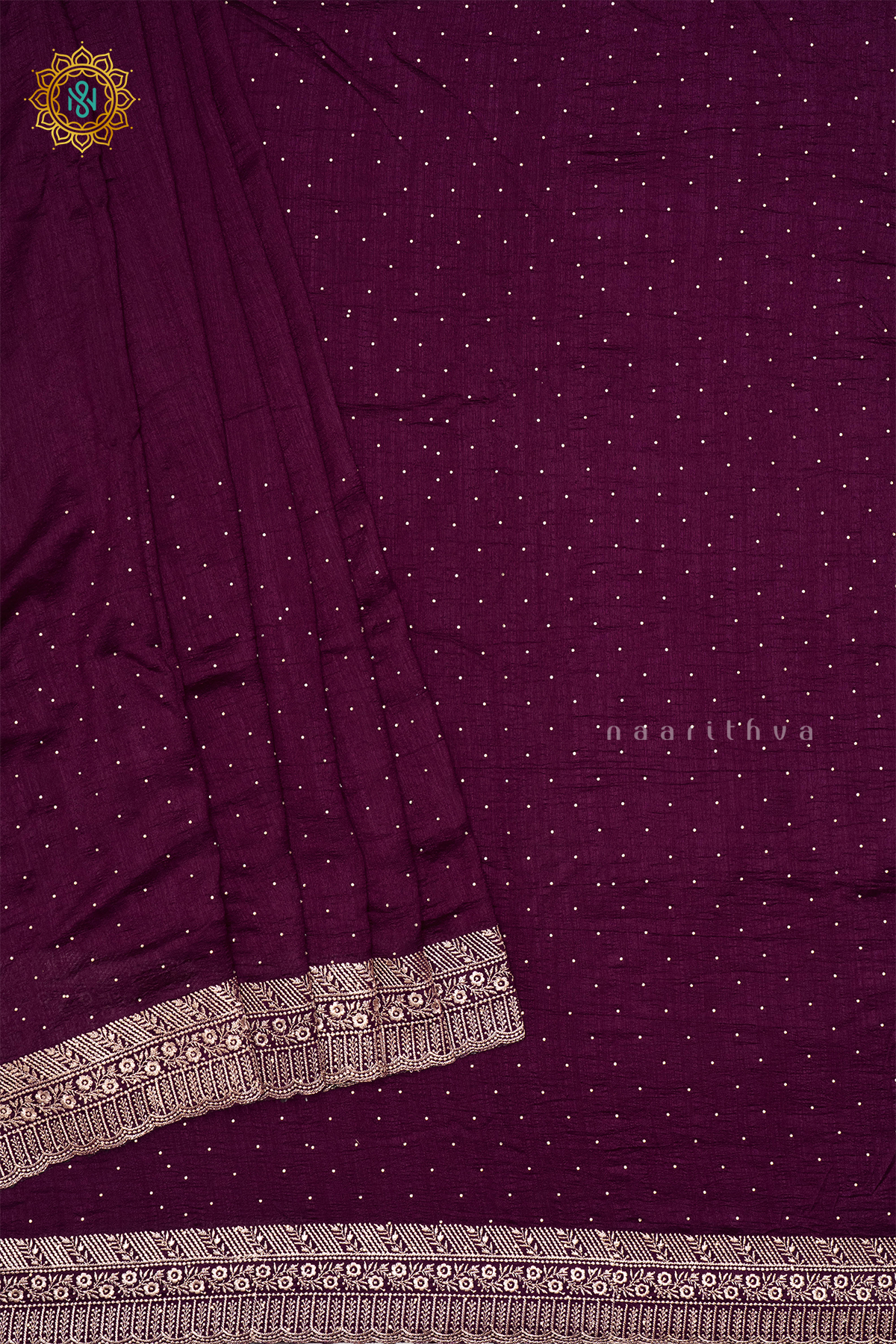WINE WITH BOTTLE GREEN - PARTY WEAR TUSSAR GEORGETTE