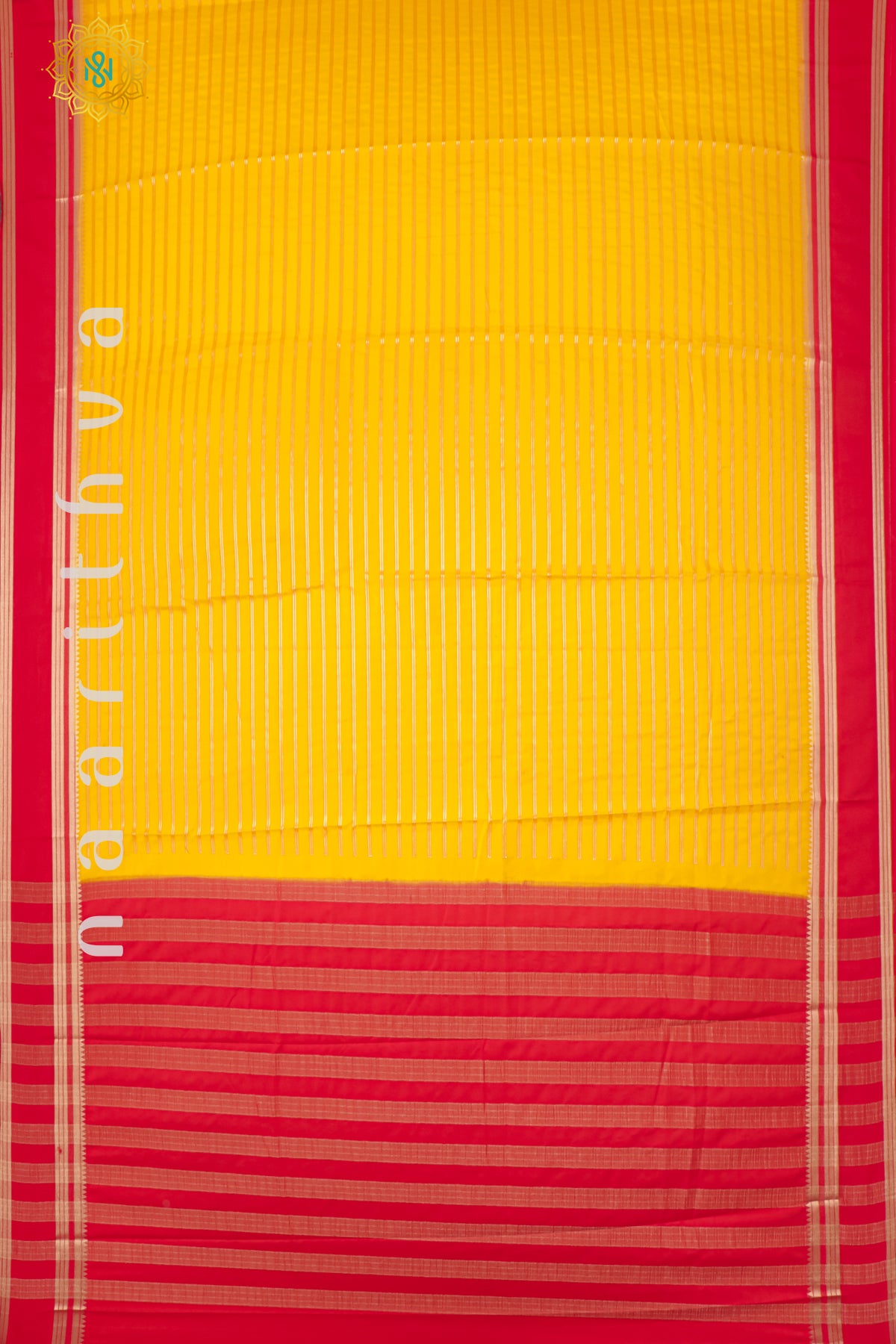 YELLOW WITH RED - SEMI MYSORE CREPE SILK