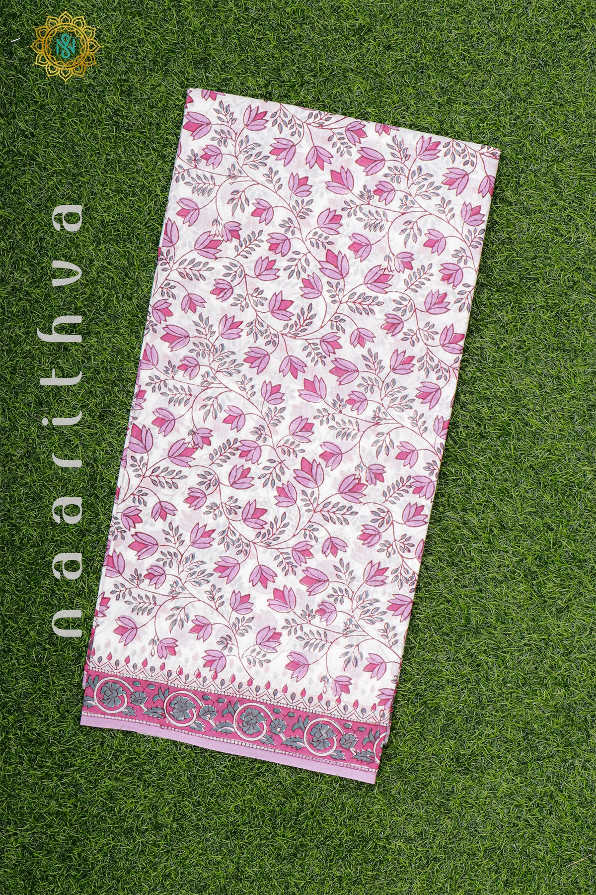 WHITE WITH PINK - MUL COTTON