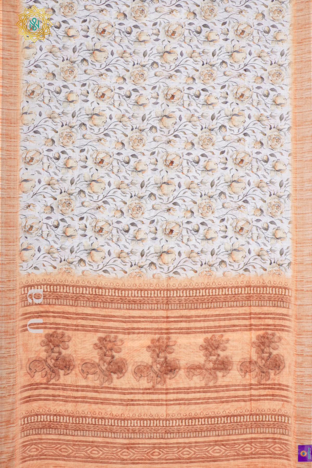 WHITE WITH ORANGE - LINEN BY COTTON