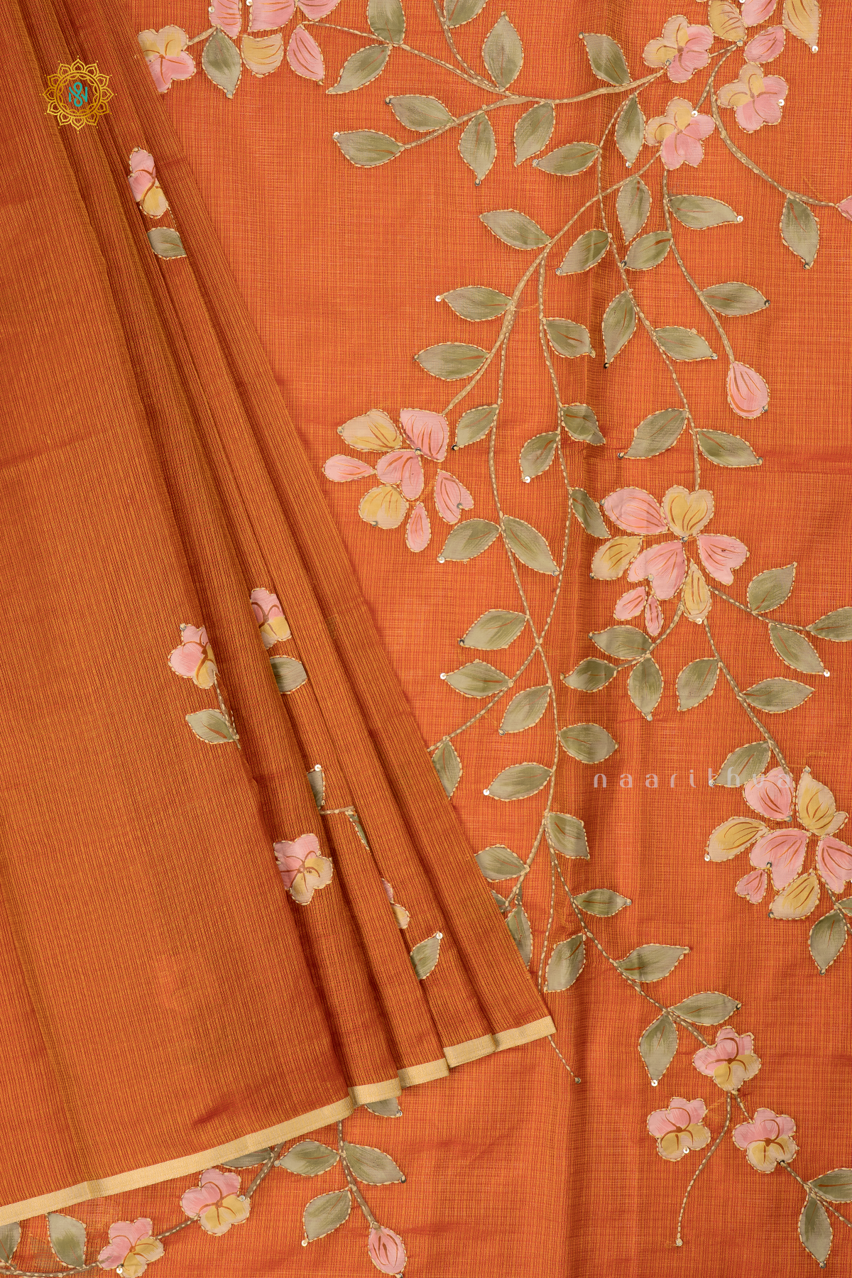 ORANGE - KOTA ORGANZA WITH KATHA WORK