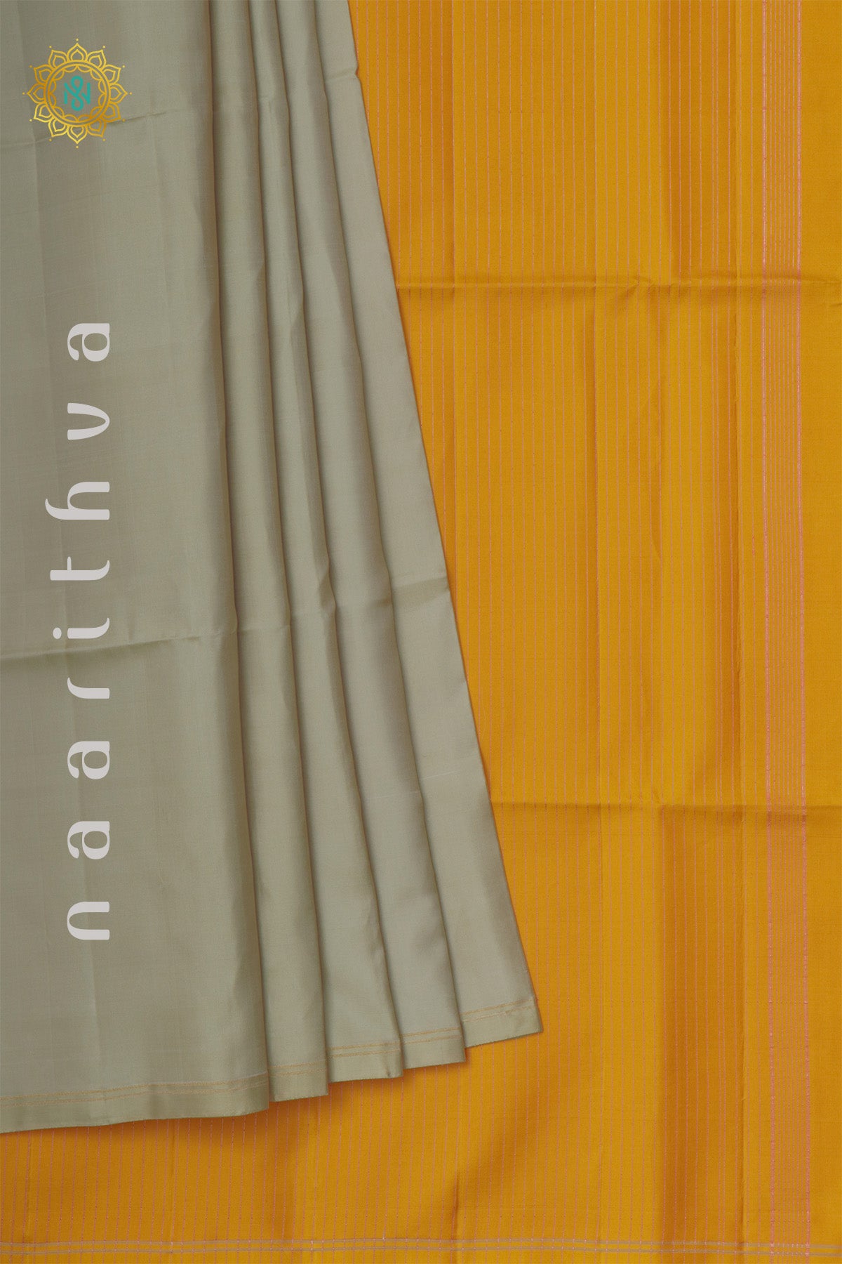 BEIGE WITH YELLOW - PURE KANJIVARAM SOFT SILK