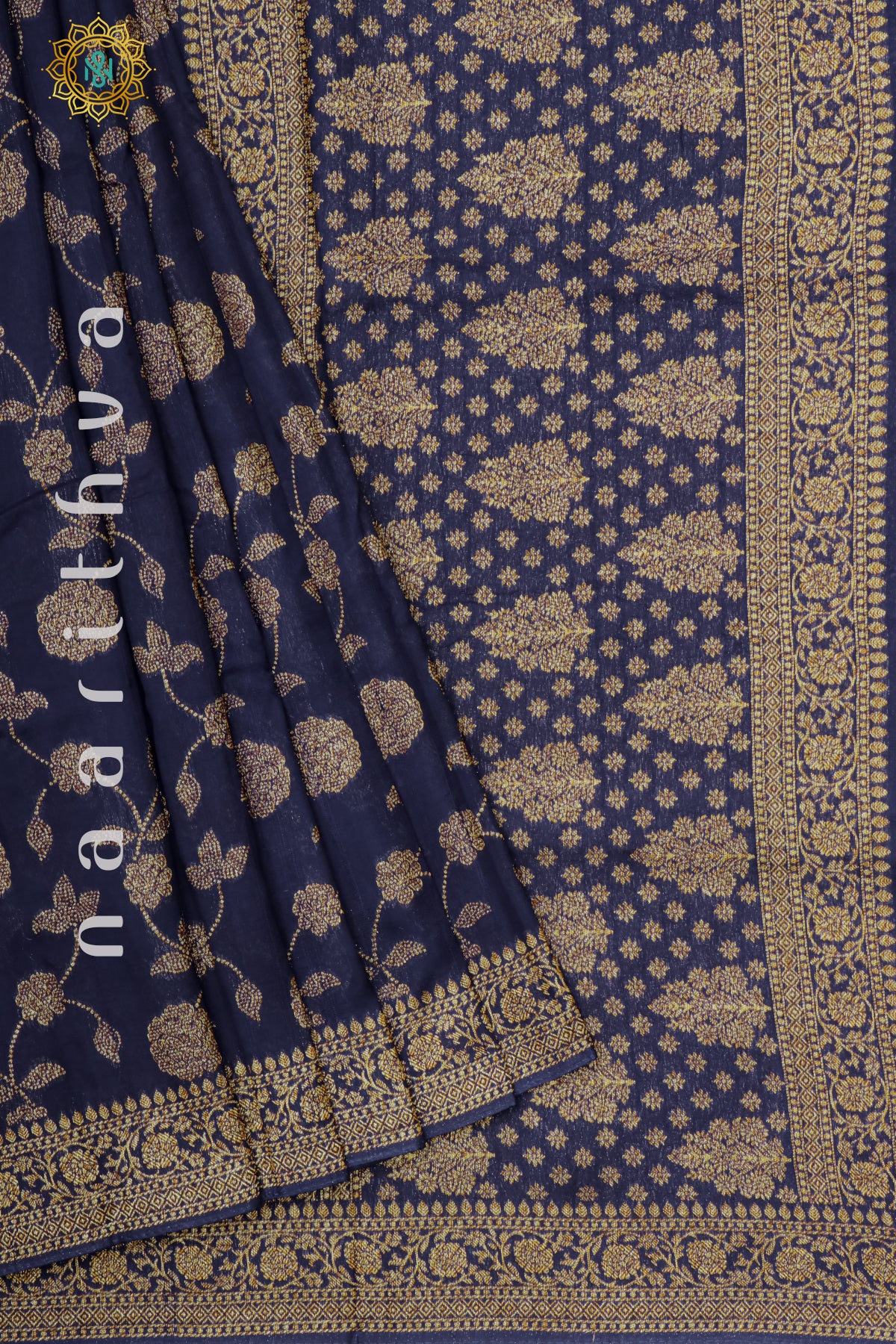 NAVY BLUE - SEMI RAW SILK