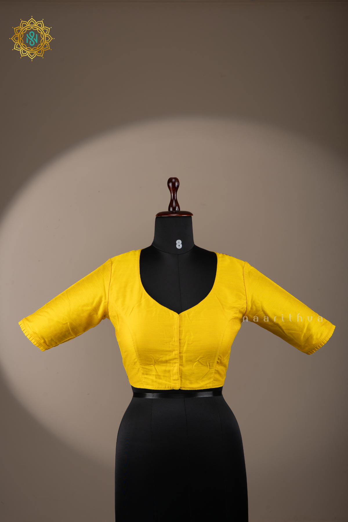 YELLOW - LINEN READY MADE BLOUSE WITH HAND EMBROIDERY