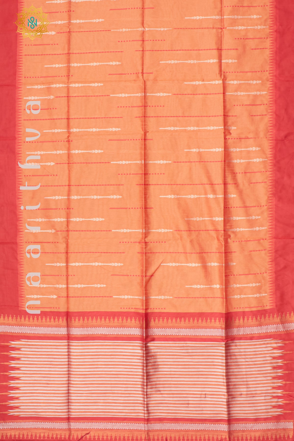 LIGHT ORANGE WITH RED - POLY COTTON